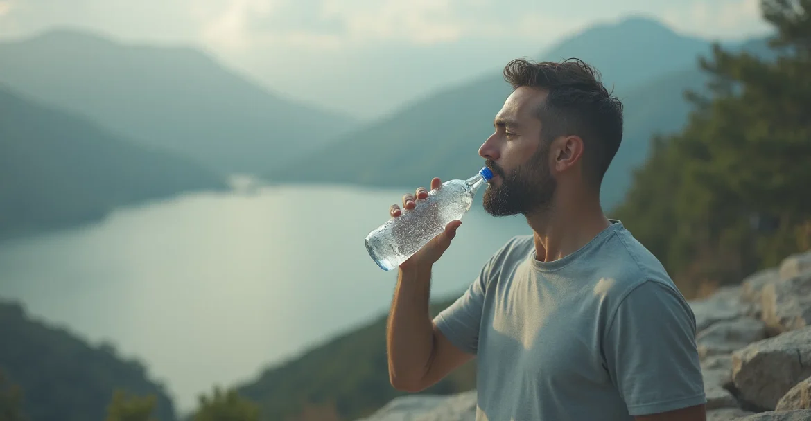 Человек пьющий воду