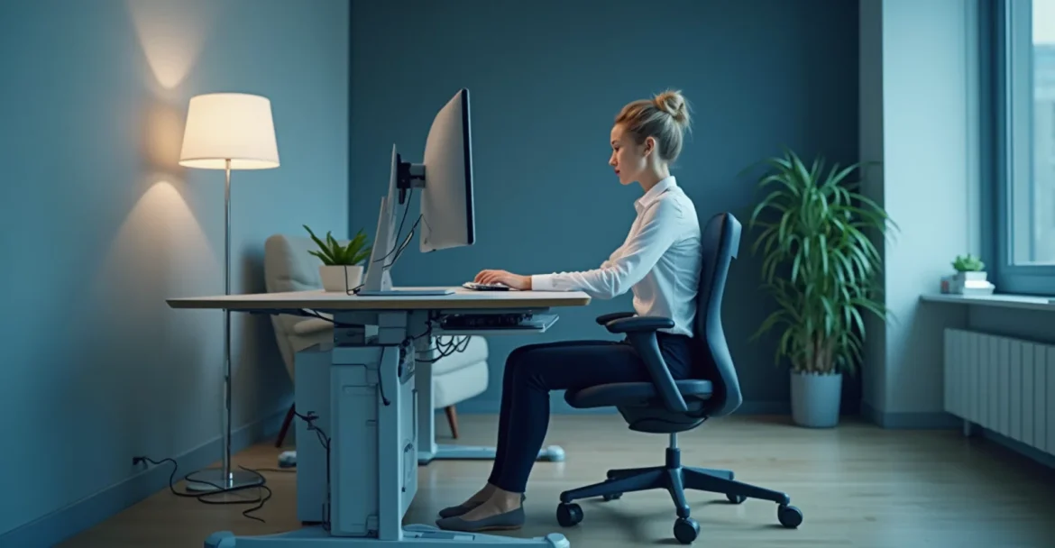 человек на эргономичном стуле с правильной осанкой