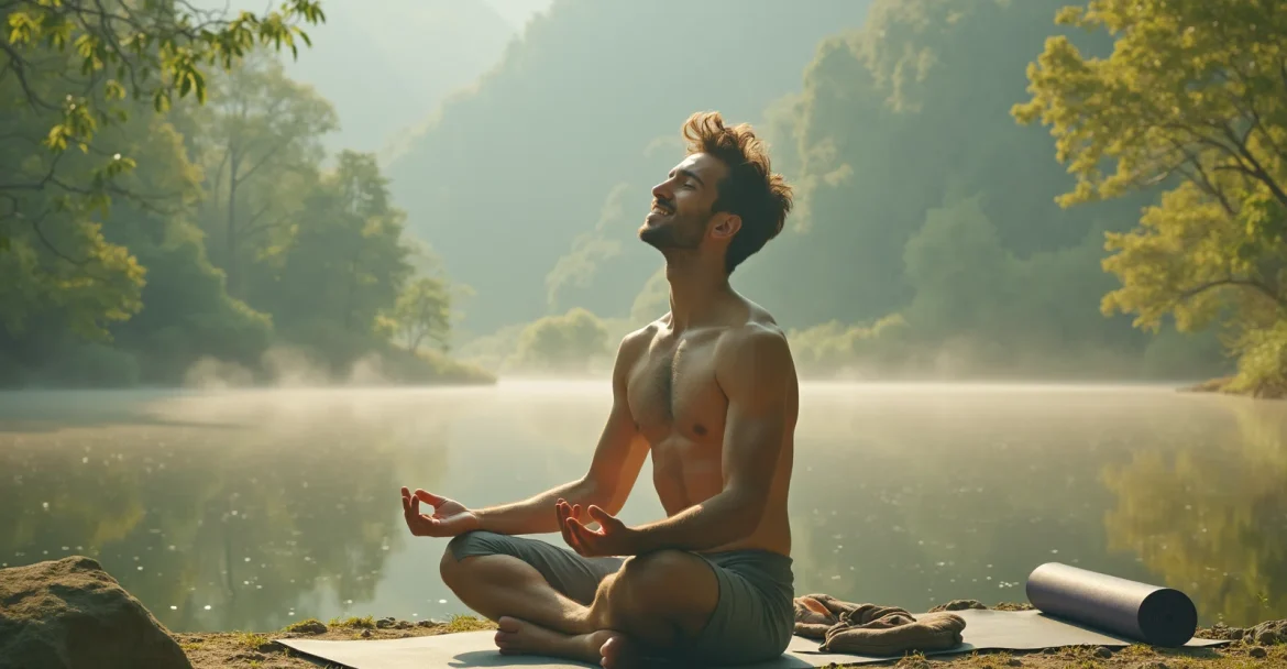 Человек занимается йогой для улучшения настроения