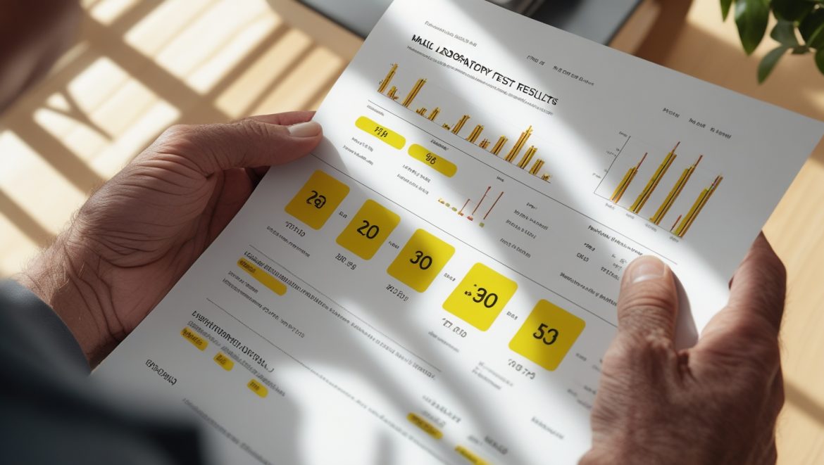 Результаты лабораторных анализов с основными показателями мужского здоровья