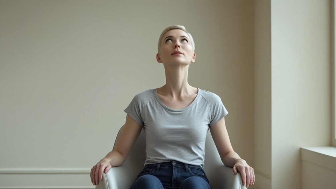 женщина выполняет упражнения для периферического зрения