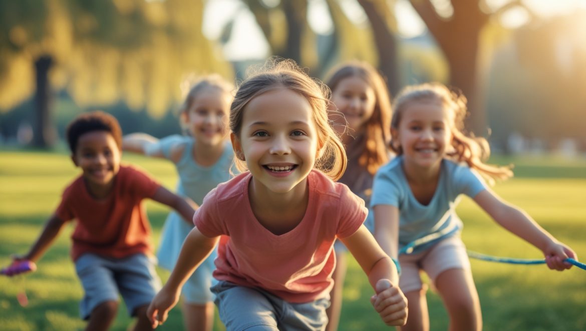 Дети играют на улице, профилактика близорукости