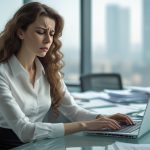 Тест на профессиональное выгорание - женщина в офисе испытывает стресс на работе