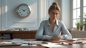 Тест на прокрастинацию - человек за рабочим столом размышляет о выполнении задач