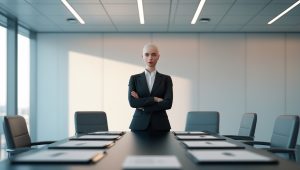 Профессиональная деловая сцена с человеком в офисе, демонстрирующая навыки общения и разрешения конфликтов