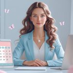 Женщина использует цифровой календарь для отслеживания менструального цикла и овуляции