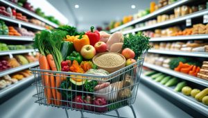 Здоровые покупки продукты выбор полезная еда супермаркет