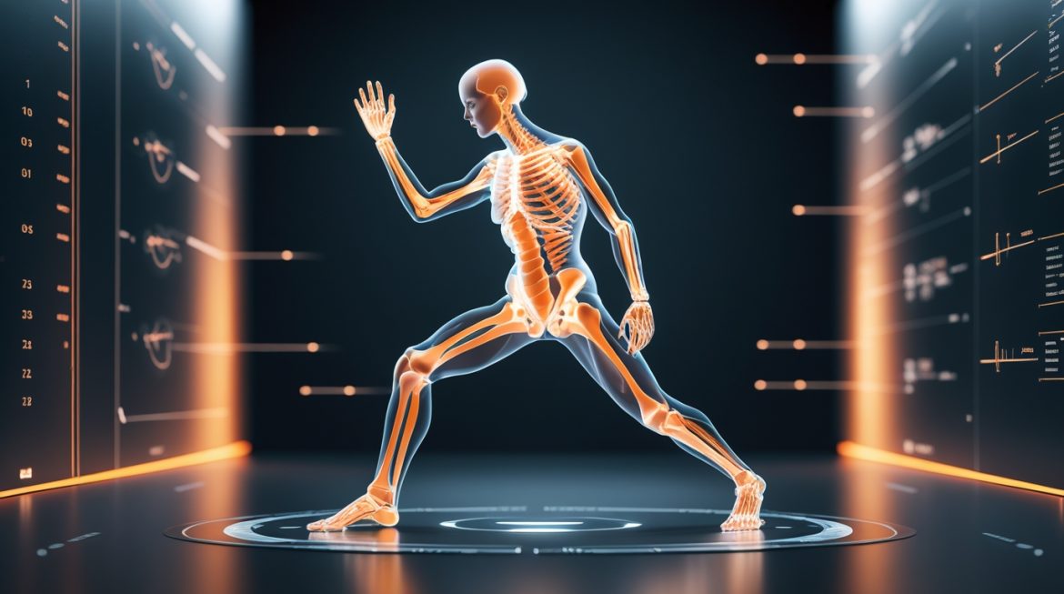 Зрелая женщина с продуктами богатыми кальцием для здоровья костей и БАД Molecular Force