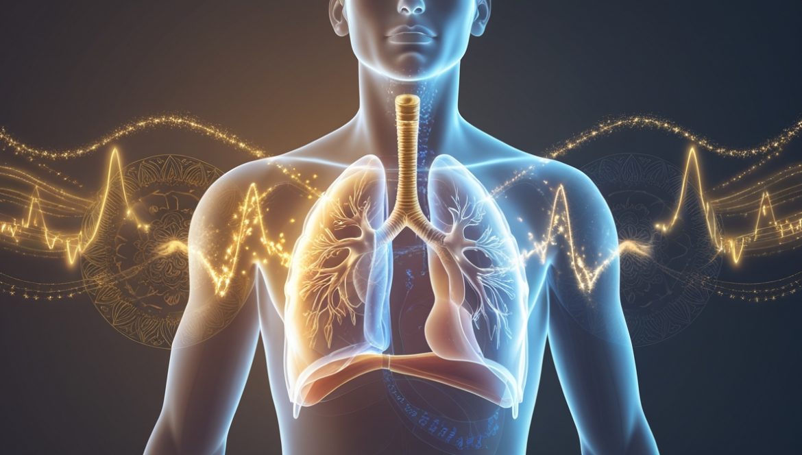 Человек практикует диафрагмальное дыхание в спокойной домашней обстановке — древняя техника для современного здоровья