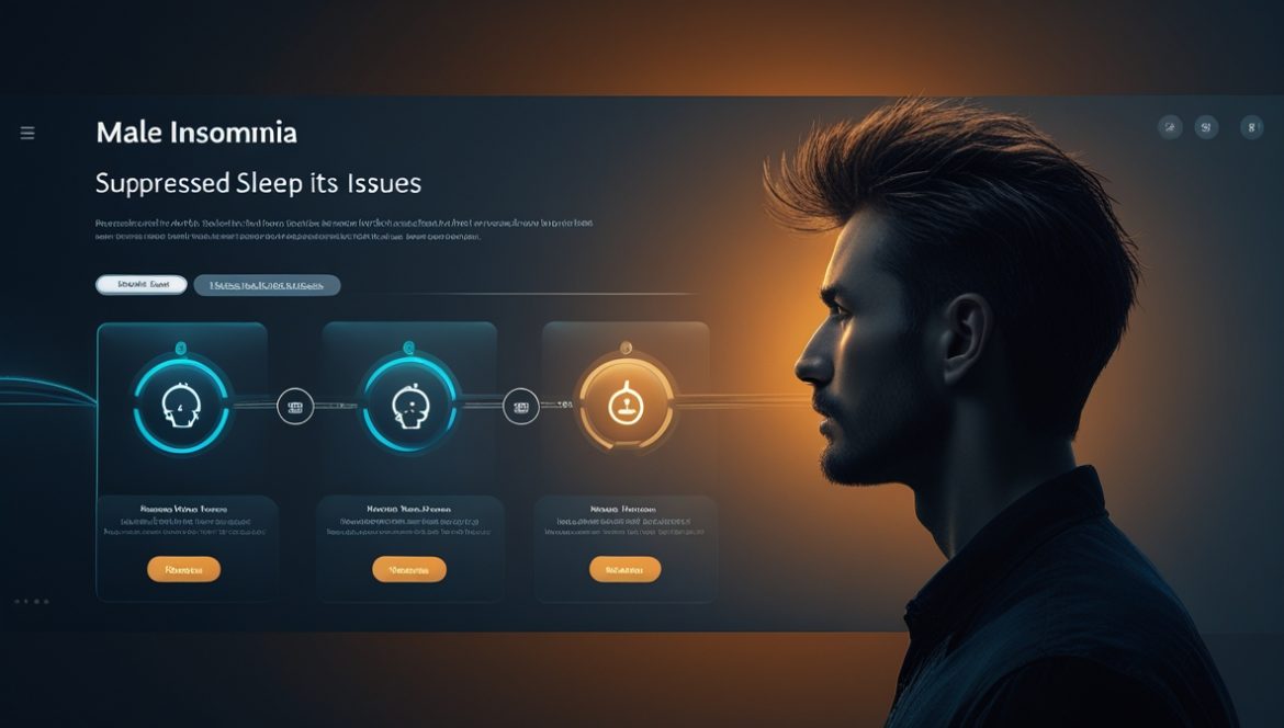 Мужчина с бессонницей сидит на кровати ночью держась за голову демонстрируя проблемы со сном и усталость
