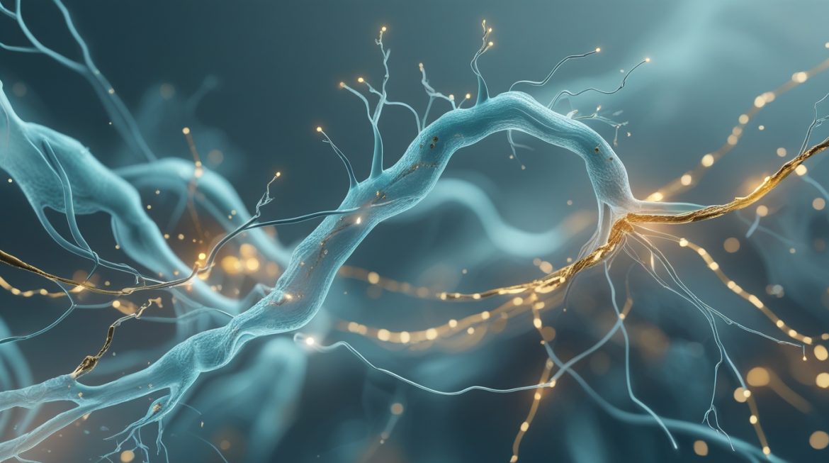 Визуализация нейропластичности мозга с нейронными связями и синапсами, иллюстрирующая формирование новых привычек и когнитивное развитие человека