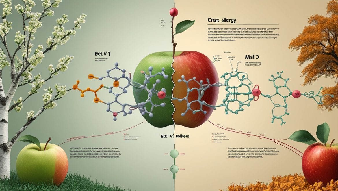 Женщина с аллергией на яблоки демонстрирует симптомы перекрёстной аллергической реакции при контакте с фруктом