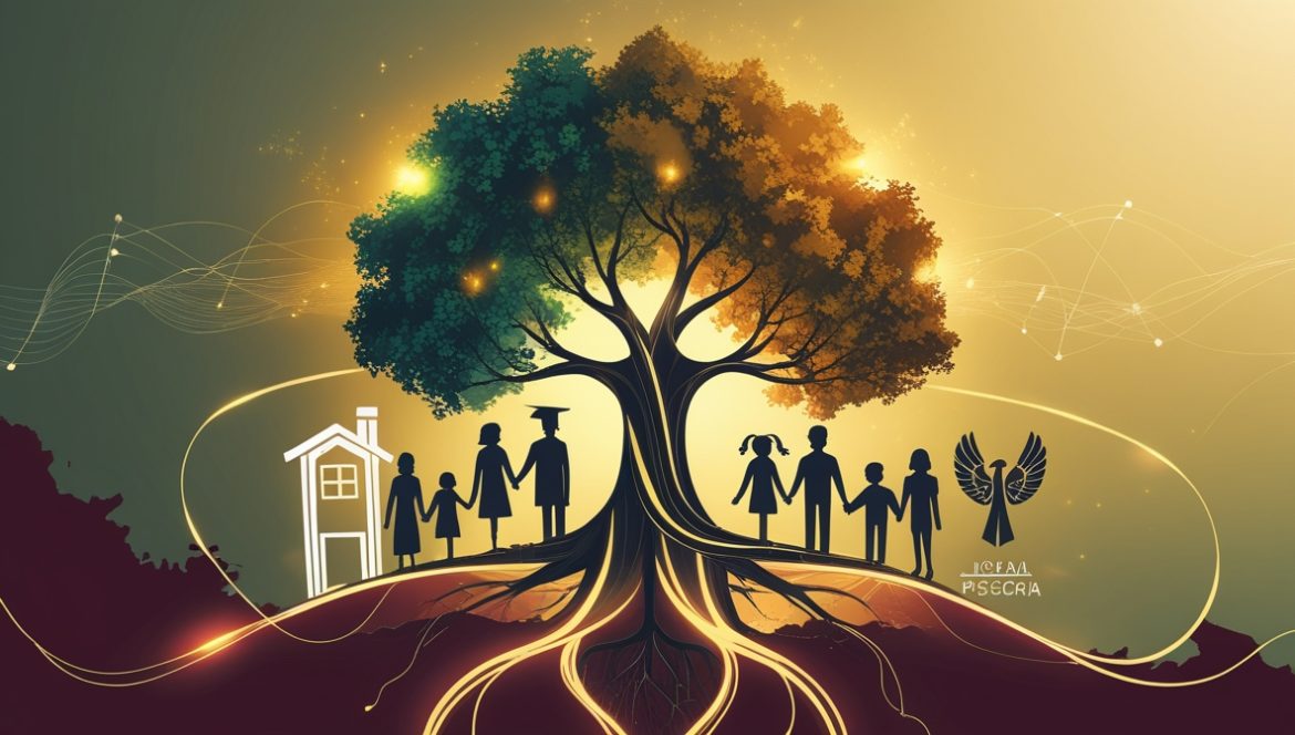 Счастливая российская семья с детьми и представителями старшего поколения в современном доме - поддержка семей в рамках национального проекта