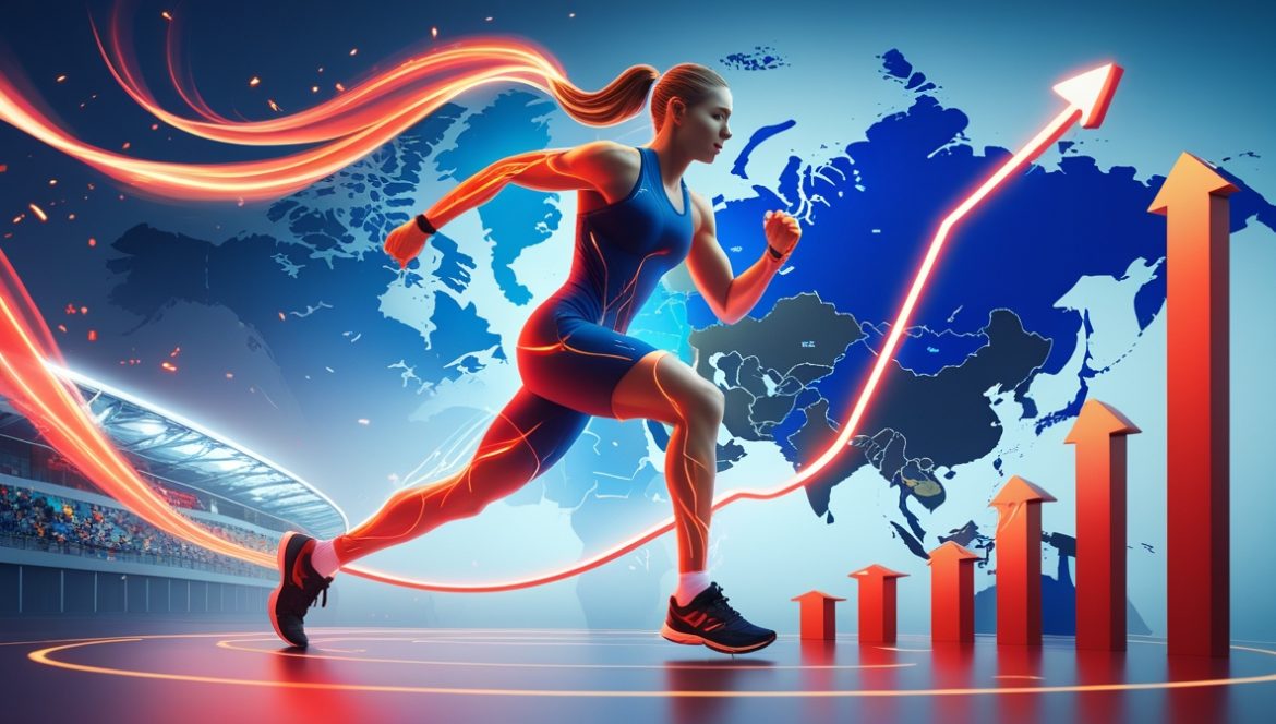 Участники государственной программы Спорт России занимаются физической культурой на современном спортивном объекте - бег, тренировки, здоровый образ жизни