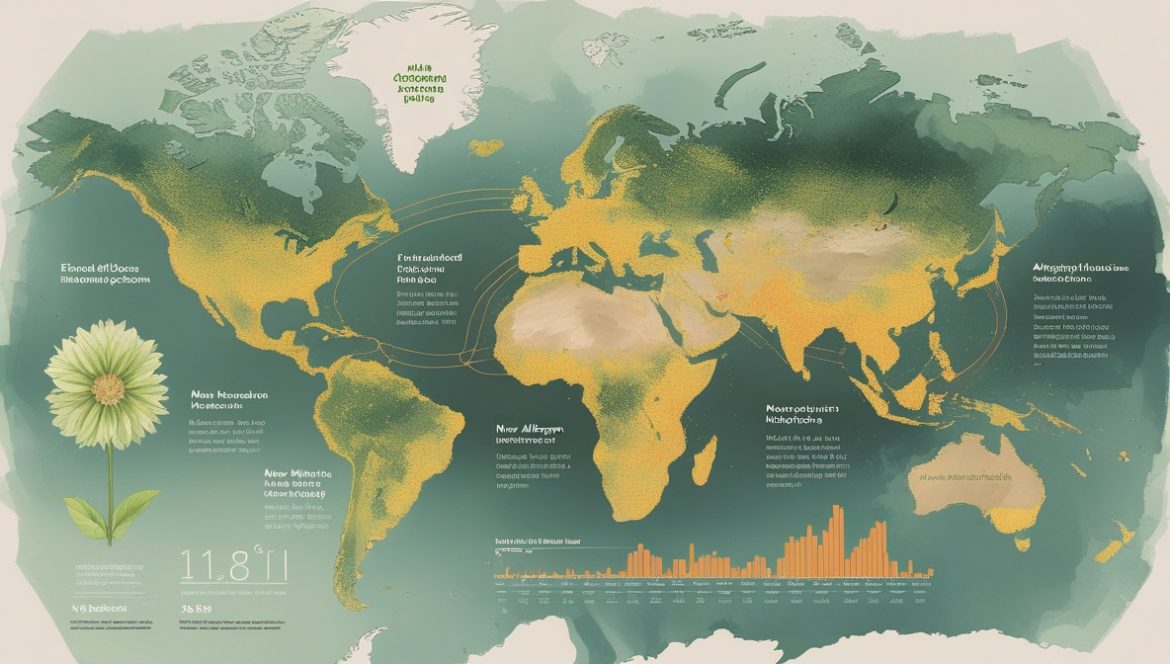 Женщина с симптомами сезонной аллергии на цветение в весеннем парке с пыльцой деревьев в воздухе