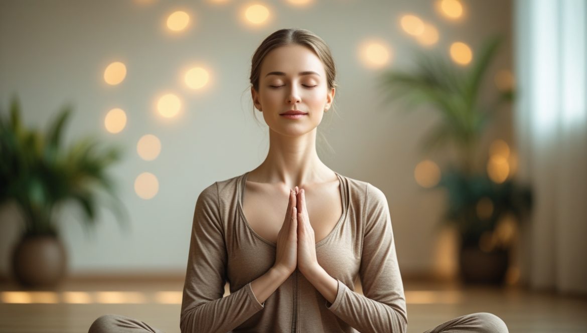 женщина практикует дыхательные упражнения для эмоционального здоровья и снижения стресса