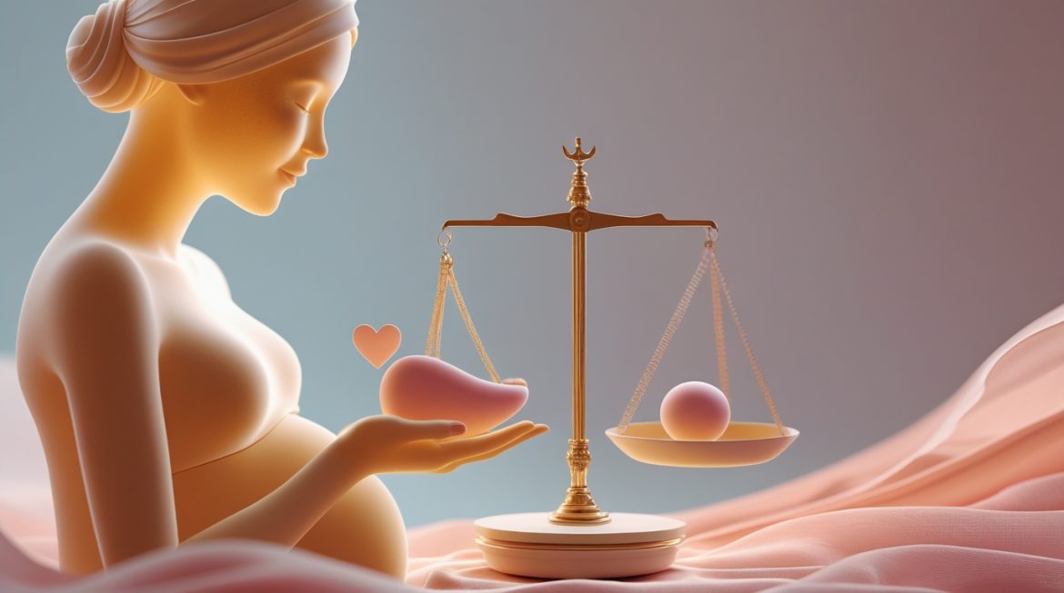 Беременная женщина с глюкометром в кабинете врача - контроль диабета при беременности