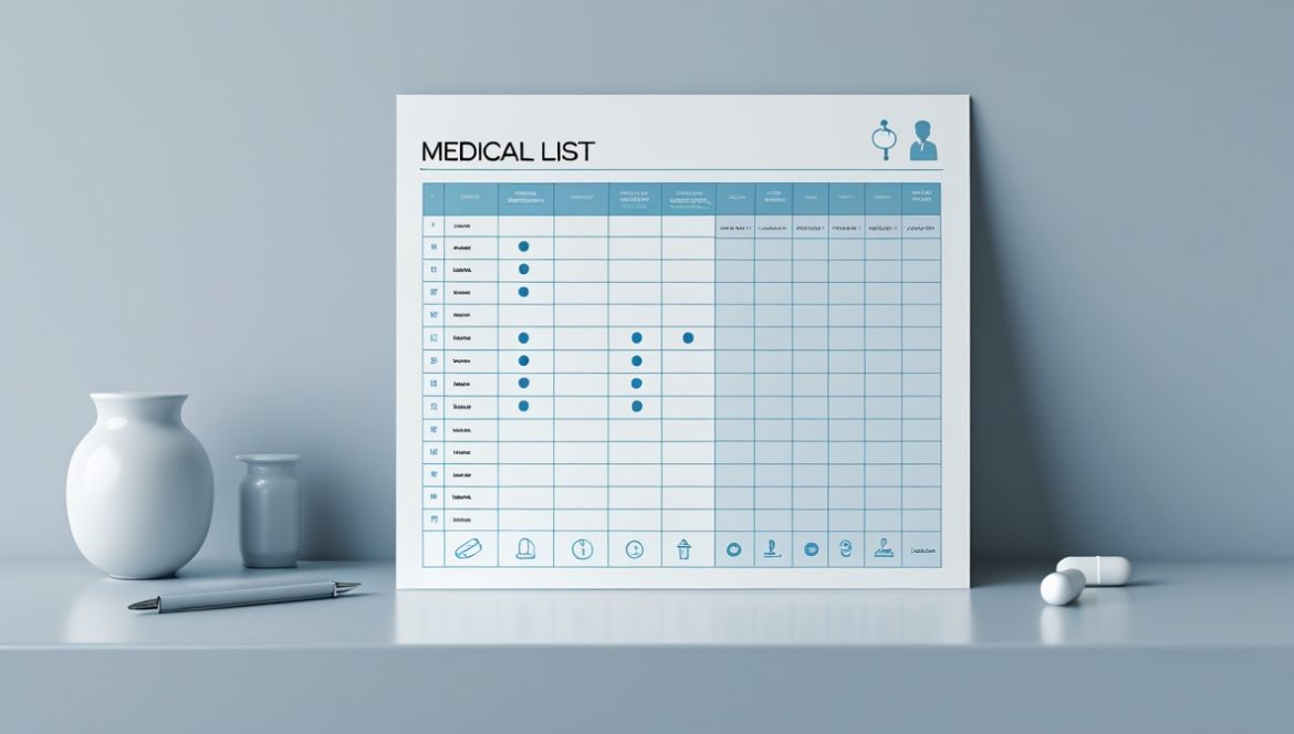 Организованное хранение лекарств с списком препаратов для безопасности пациента