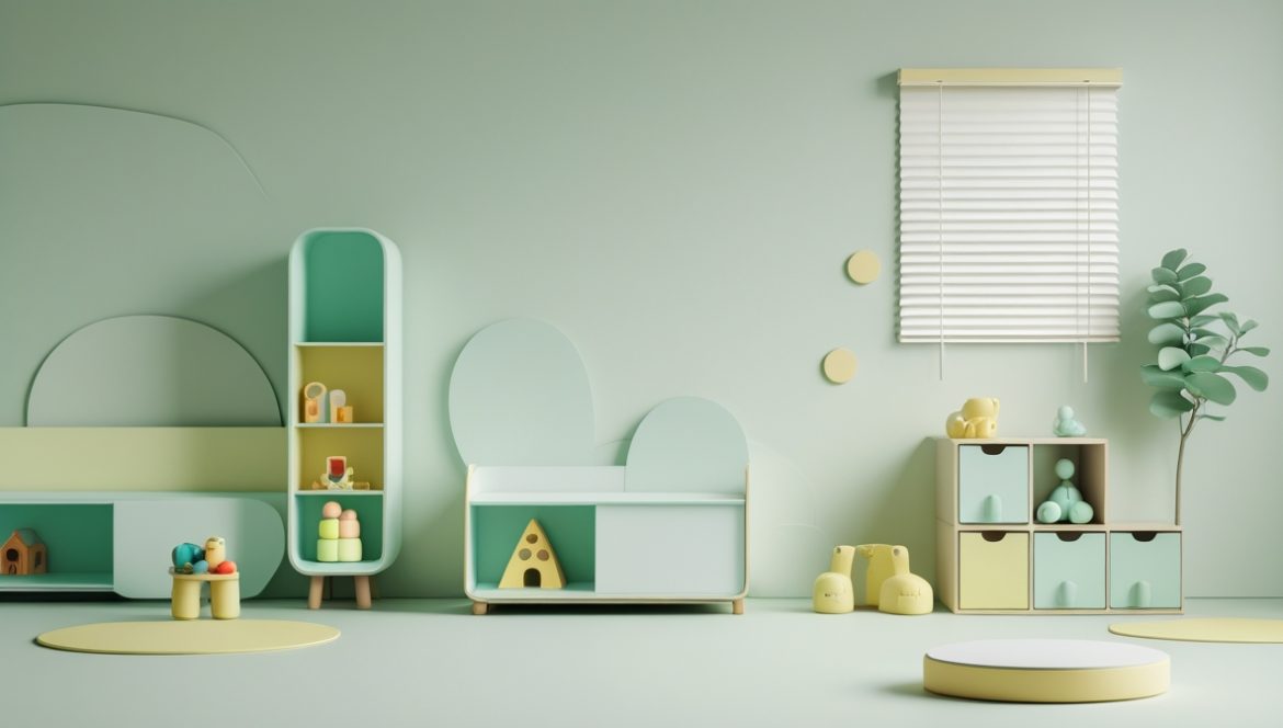 Безопасная детская комната с защитными элементами и современной мебелью для ребенка
