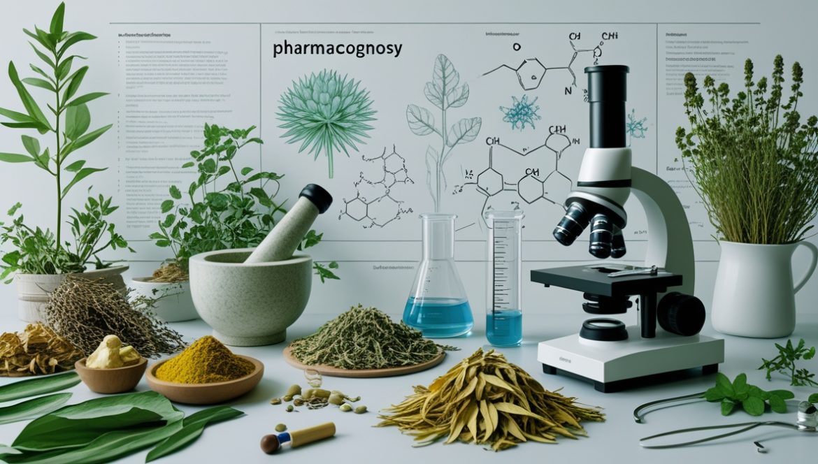 Фармаколог изучает лекарственные растения в современной лаборатории фармакогнозии