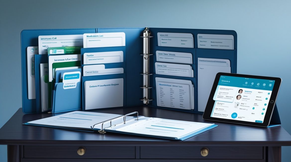 Организация медицинских документов и справок в папке для хранения 