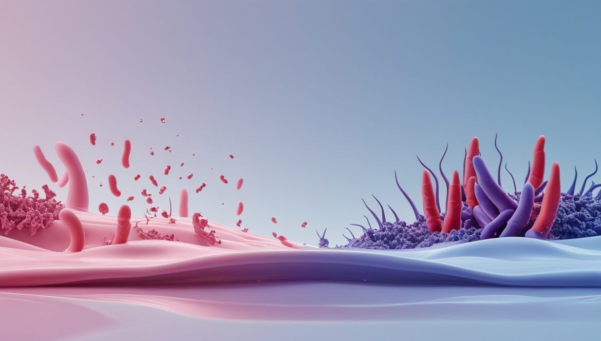 Здоровый микробиом кожи с полезными бактериями защищающими от акне