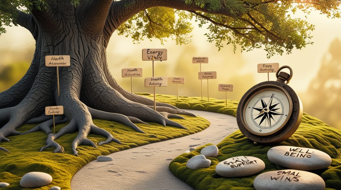 Мотивированная женщина 50+ лет с гантелями в домашнем спортзале демонстрирует здоровый образ жизни