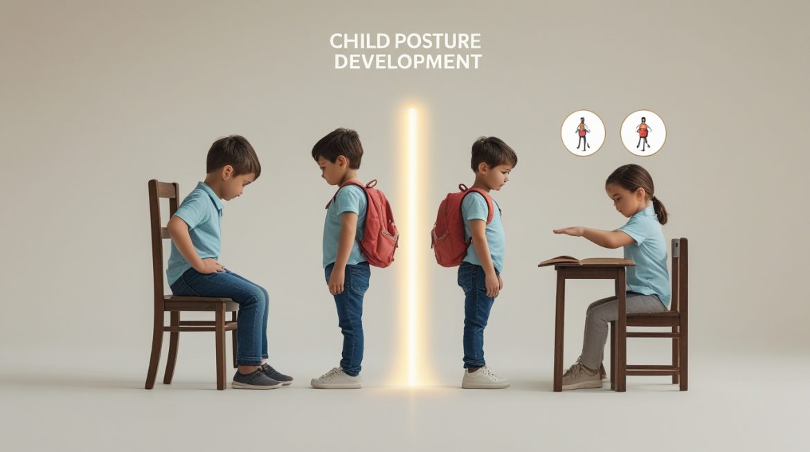 Ребенок с правильной осанкой за рабочим столом - профилактика нарушений позвоночника у детей