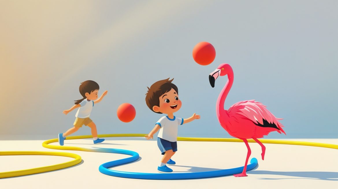 Ребенок развивает координацию движений выполняя упражнения на равновесие дома