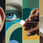 Визуальное представление трёх стилей обучения - визуальный, аудиальный и тактильный с учебными материалами