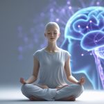 Человек в медитации практикует осознанность в спокойной минималистичной обстановке