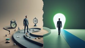 Человек эффективно работает за столом, управляя временем и борясь с прокрастинацией