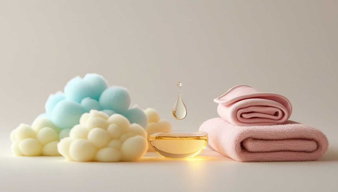 Уход за кожей новорожденного - мама наносит детский крем на нежную кожу малыша