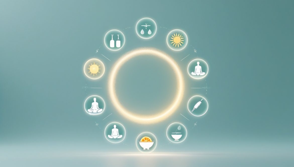 Здоровый человек с продуктами для укрепления иммунитета и профилактики простуды