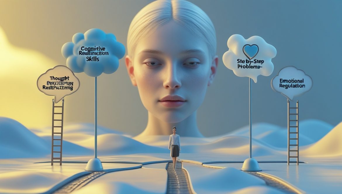 Женщина на консультации психолога демонстрирует эмоциональное благополучие и психологическое здоровье