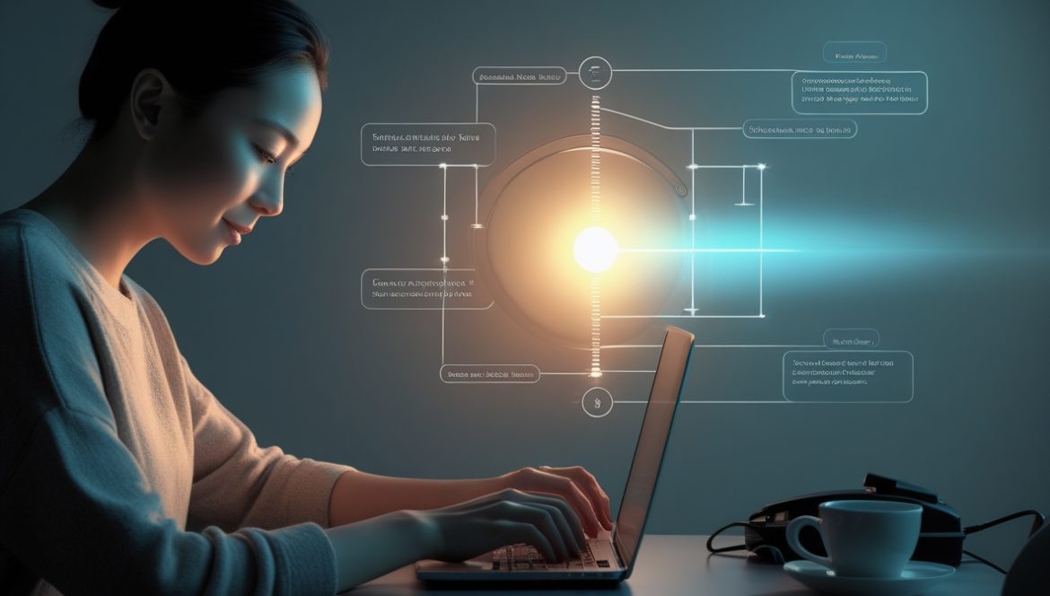 Визуализация работы мозга с нейронными связями, демонстрирующая автоматизацию поведения и экономию энергии