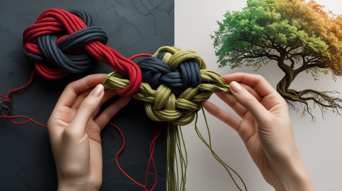 Два человека ведут конструктивный диалог в офисе, демонстрируя здоровое разрешение конфликтов