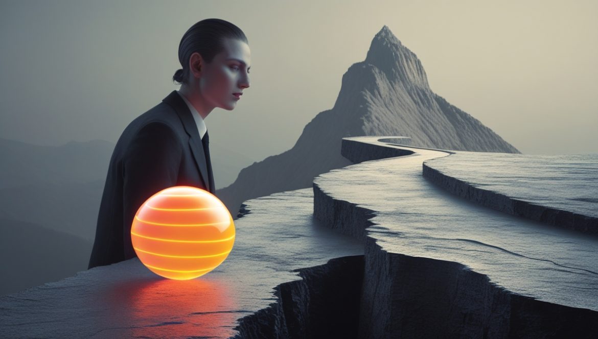 Человек за столом с мотивационными материалами, демонстрирующий усталость от постоянной краткосрочной мотивации