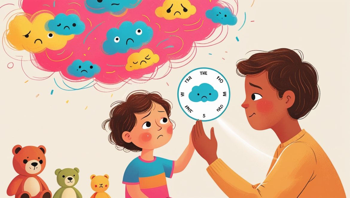 Мать помогает ребенку изучать эмоции с помощью карточек - развитие эмоционального интеллекта при алекситимии