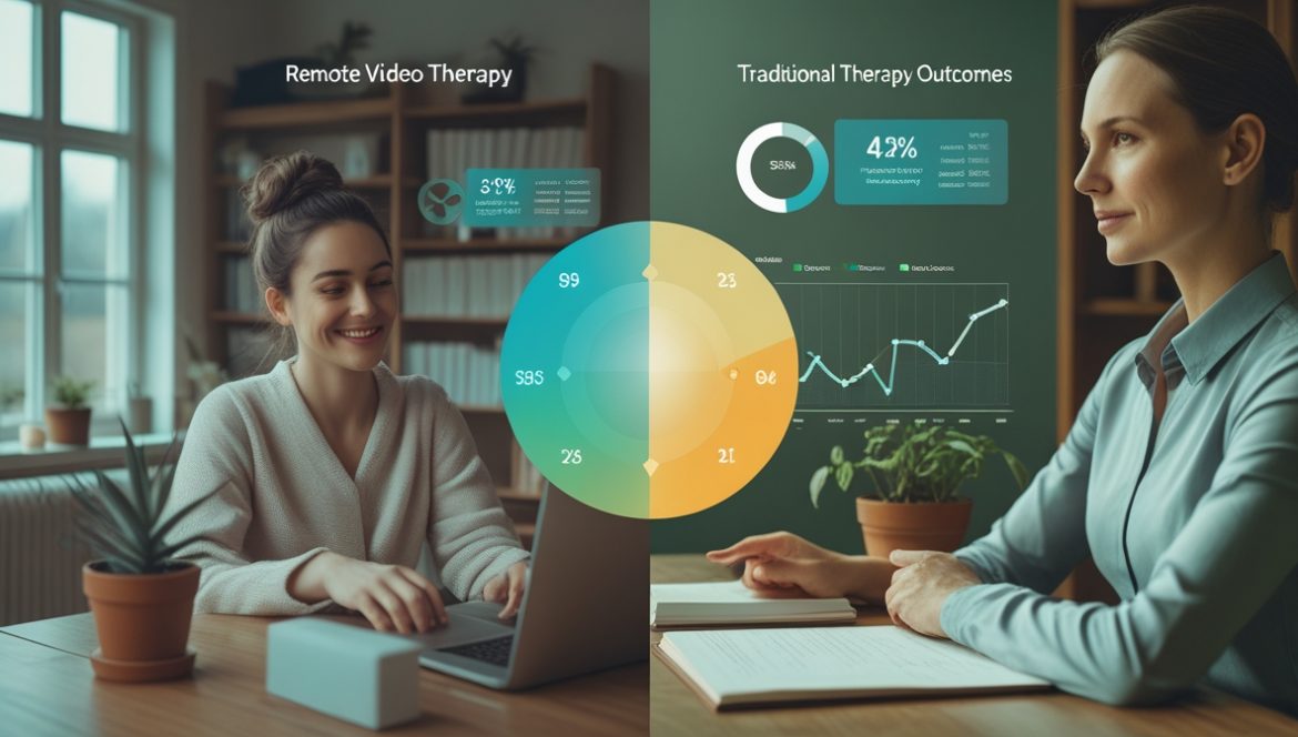 Человек проводит сеанс онлайн-терапии за ноутбуком в комфортной домашней обстановке
