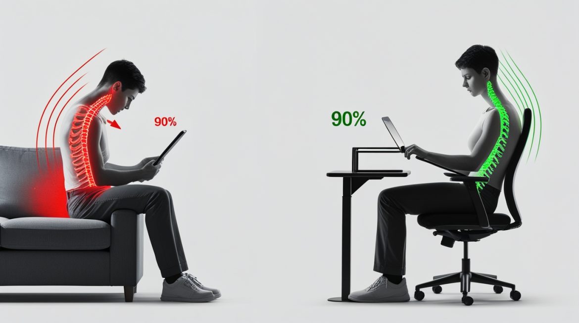 Правильная высота монитора и эргономичное рабочее место для здоровья шейного отдела позвоночника