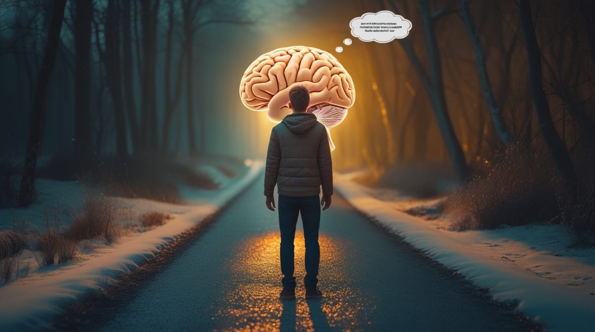 Человек за рабочим столом размышляет над задачами, иллюстрируя концепцию прокрастинации как защитного механизма психики