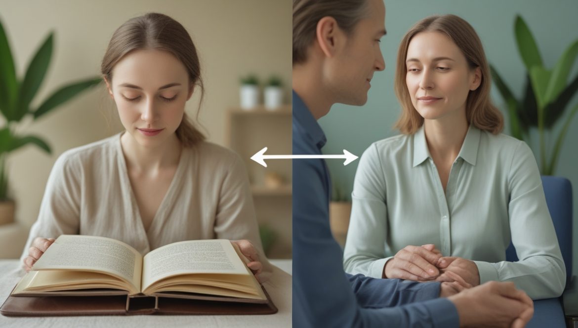 Психолог в кабинете для консультаций по вопросам самопомощи и терапии