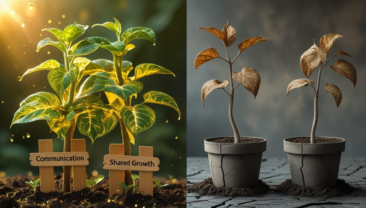 Счастливая пара на консультации семейного психолога обсуждает развитие отношений