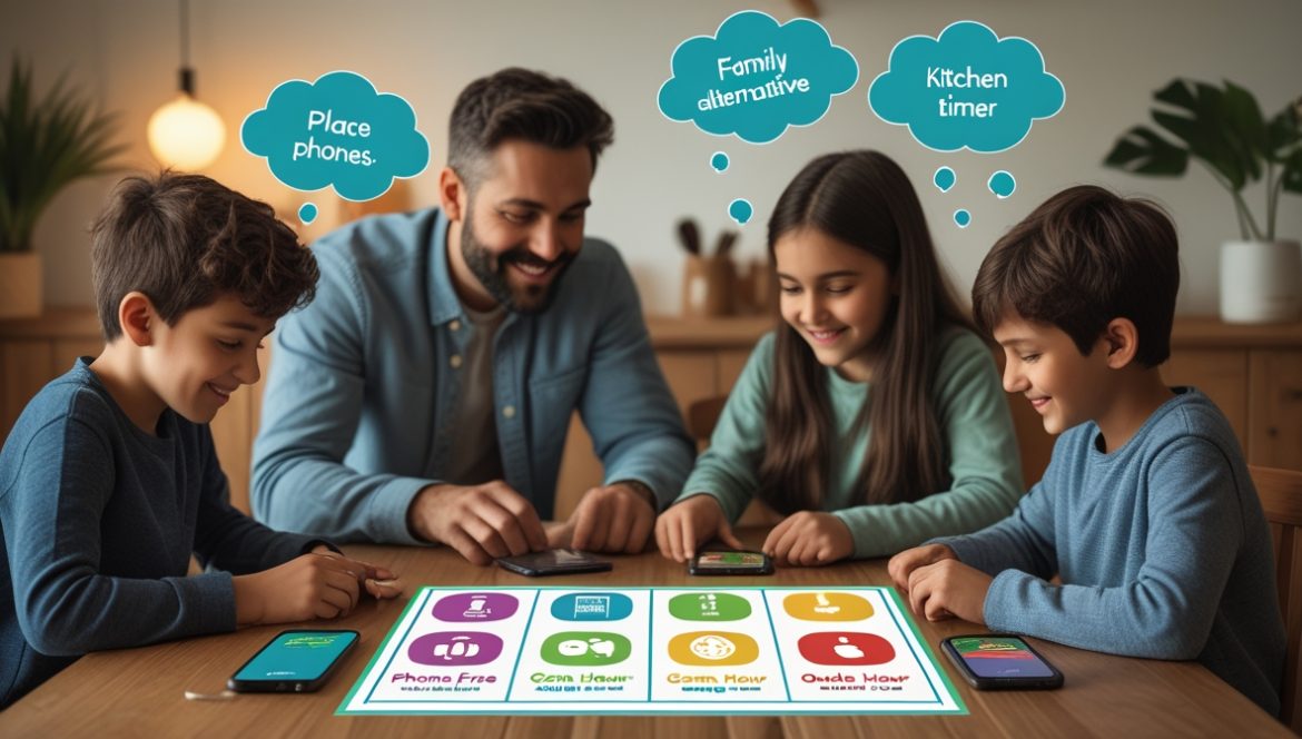 Семья проводит время вместе без гаджетов во время цифрового детокса