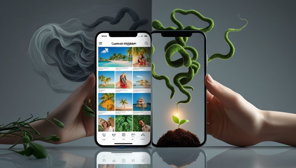 Человек в состоянии цифрового детокса отдыхает от социальных сетей