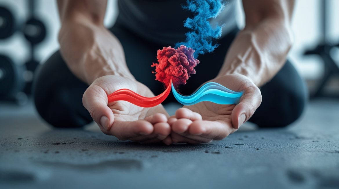 Человек практикует дыхательные техники в спортзале для профилактики панических атак