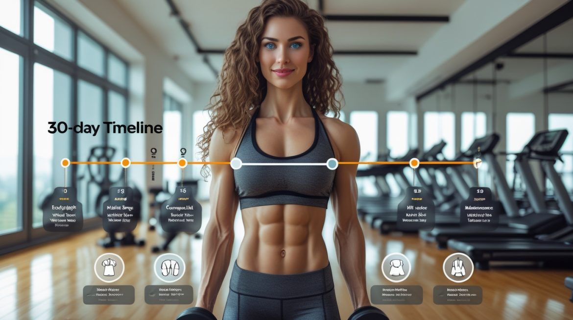 Женщина выполняет упражнение по индивидуальной программе тренировок для эффективного похудения