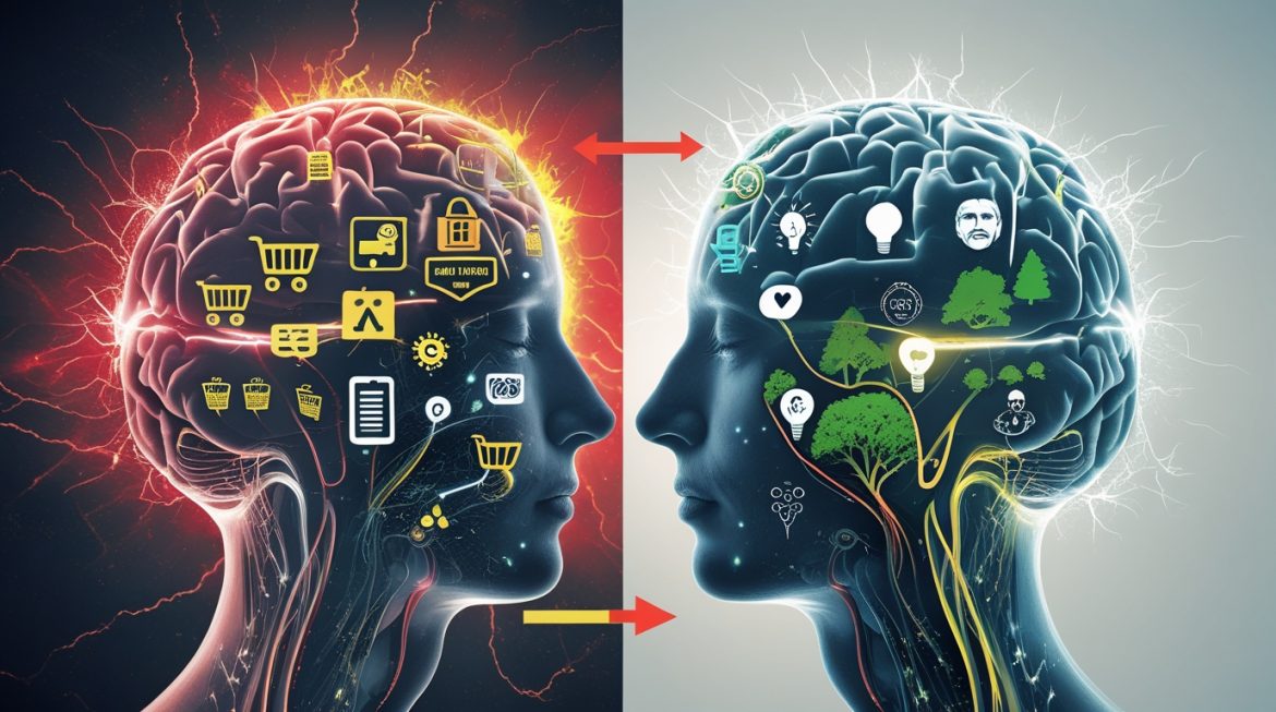 Минималистичная спальня с человеком в спокойной атмосфере, символизирующая влияние простоты на психическое здоровье