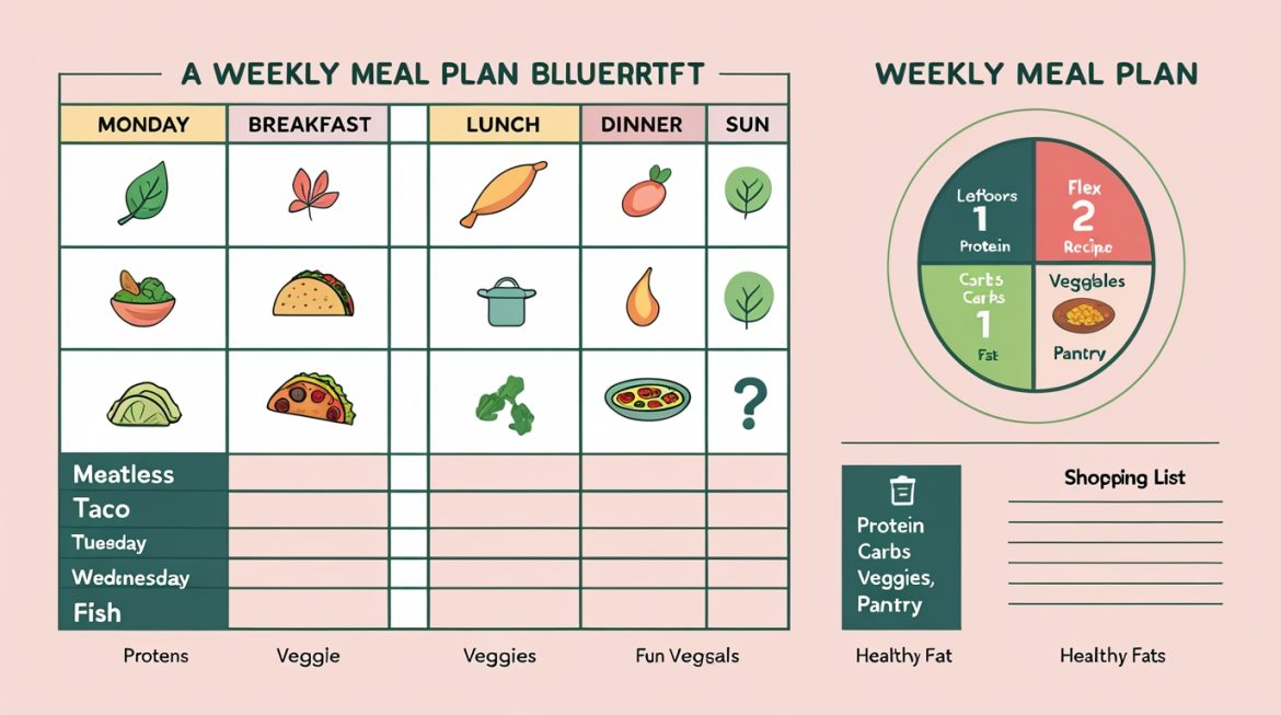 Планирование недельного рациона питания с продуктами и календарем меню на кухне